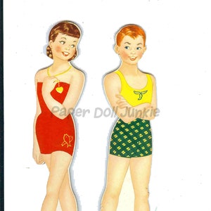 28 pagina's pdf afdrukbare papieren poppen en kleding - 4 poppen plus 79 outfits vintage tiener clip art retro digitale download jaren 1960 scrapbooking