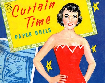 Vintage Paper Dolls Curtain Time 1950s Glamorous Women Clip Art Instant Download Digital Printable PDF and JPEG Retro Paper Dolls Scrapbook