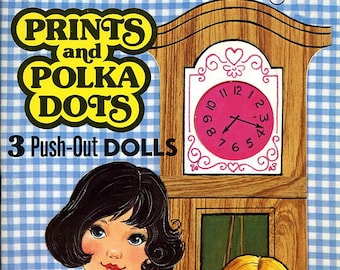 Retro Paper Dolls Prints and Polka Dots Vintage Paper Doll Clip Art 1960s Mod Clothes Digital Download PDF and JPEG 300 DPI Scrapbooking