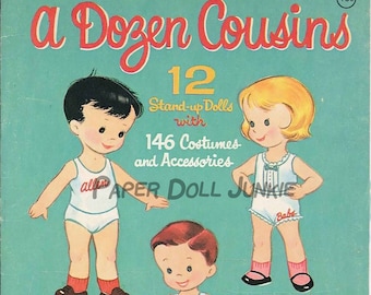 A Dozen Cousins Downloadable Paper Dolls 1960 Vintage Paper Dolls Digital Download Adorable Little Children Clip Art for Crafts Scrapbooks