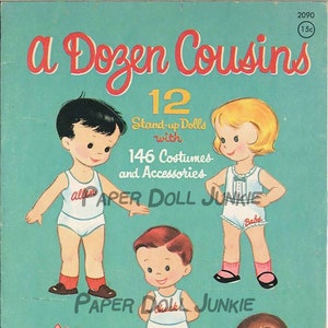 A Dozen Cousins Downloadable Paper Dolls 1960 Vintage Paper Dolls Digital Download Adorable Little Children Clip Art for Crafts Scrapbooks