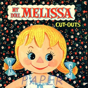 Vintage Paper Dolls Clip Art My Doll Melissa 1961 Printable PDF and JPEG Digital Paper Dolls Retro Kitschy Scrapbooking Junk Journaling