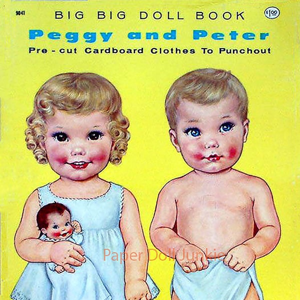 1962 Vintage Paper Dolls - Big Big Doll Book - Peggy and Peter - Adorable Children Clip Art - Instant Download PDF and JPEG Retro Paper Doll