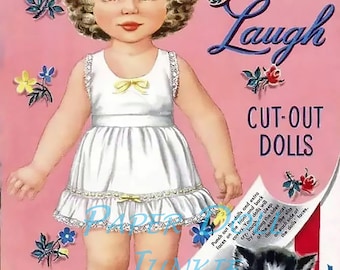 Vintage Paper Dolls Make Judy Laugh 1952 Retro Faces to Change Little Girl Clip Art Digital Download PDF and JPEG Scrapbook Collage Journals