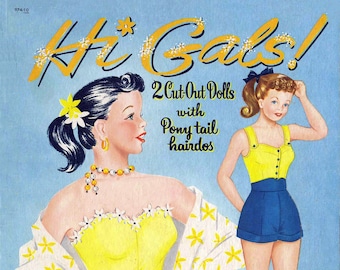 Vintage Paper Dolls PDF Printable Teenage Girl Clip Art 1950s Digital Download JPEG Retro Paper Dolls Hi Gals Paper Dolls Print at Home