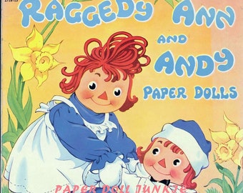 Raggedy Ann and Andy Paper Dolls, Vintage Paper Dolls Printables, Instant Download Digital Paper Dolls, Retro Paper Dolls, Clip Art