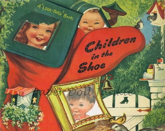 Children in the Shoe 1949 Vintage Paper Dolls, Instant Download Paper Dolls, 6 Big Dolls Children Clip Art Images PDF Print at Home Cute