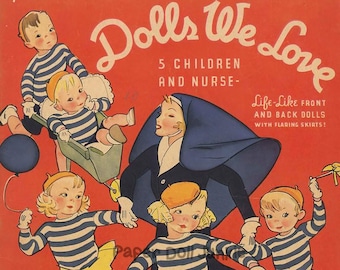 Dolls We Love, Vintage Paper Doll Book, 1936, 12 Pages, Kids, PDF