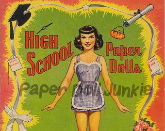 Muñecas de papel vintage de la década de 1940 Muñecas de papel de escuela secundaria Muñecas de papel imprimibles