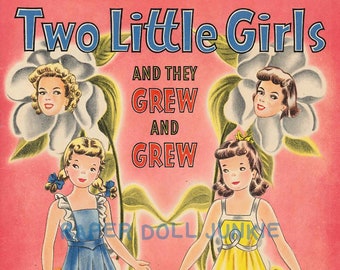 Two Little Girls And They Grew and Grew Paper Dolls Vintage Paper Dolls Printable Paper Dolls 1949 Paper Dolls Instant Download PDF Clip Art