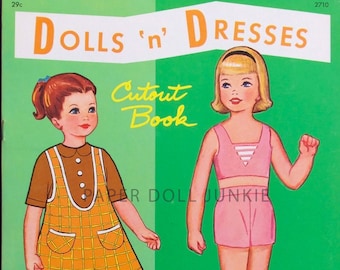 Vintage Paper Dolls - Dolls N Dresses - Little Girls Clip Art - Paper Dolls