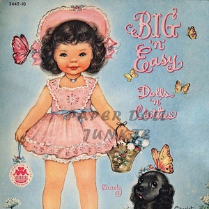 poupées en papier vintage, téléchargement numérique, 1949 petite fille clipart, poupées en papier rétro, téléchargement immédiat PDF et JPEG, grandes poupées en papier faciles