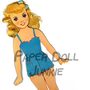Vintage Paper Dolls Instant Download PDF Printable Tween Girl Clip Art Digital 1950s Mid Century Fashion Paper Crafts, Scrapbooks, Ephemera