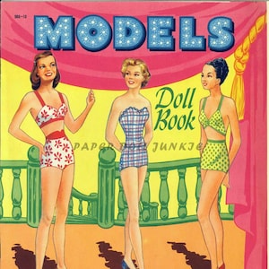 Bambole di carta vintage, Modelli di bambole di carta, ClipArt di donne glamour, Download istantaneo PDF e JPEG, Stampa a casa, Bambole di carta del 1949, Retro