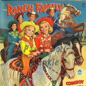 Bambole di carta vintage - Stampabili - Bambole di carta della famiglia Ranch degli anni '50 - Download immediato Cowboy, Cowgirl Clip Art, Western Clip Art Family