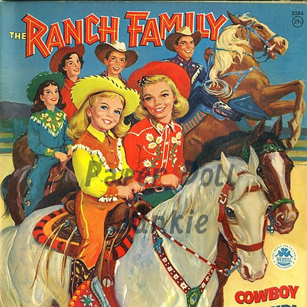 Vintage Paper Dolls - Printable - 1950s The Ranch Family Paper Dolls - Instant Download Cowboy, Cowgirl Clip Art