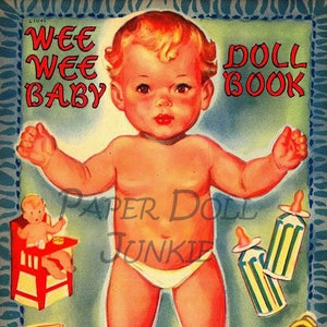 Vintage Paper Doll - 1944 Wee Wee Baby Paper Doll - Instant Download Printable - Baby Clip Art