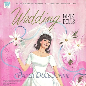Bambole di carta vintage per matrimonio Clip Art 1966 Whitman Sposa e sposo Festa di matrimonio Bambole di carta retrò Stampabile Download immediato PDF e JPEG