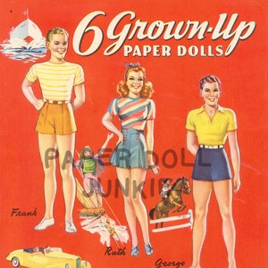Vintage Paper Dolls Instant Download - 6 Grown Up Paper Dolls - 1951 Paper Dolls - Mid Century Clip Art - PDF Printables