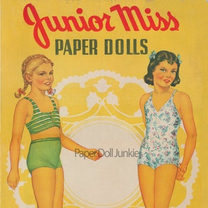 1942 年ヴィンテージ ペーパードール、ジュニアミス ペーパードール、4 人の女の子のクリップアート