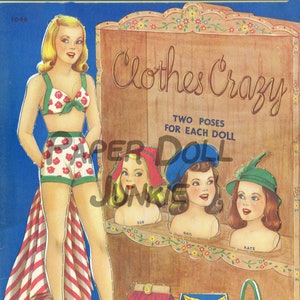 Vintage Paper Dolls, afdrukbare Paper Dolls tienermeisjes Clip Art 1945 digitale download pdf, 300 dpi Clothing Crazy knutselen scrapbooking, enz.