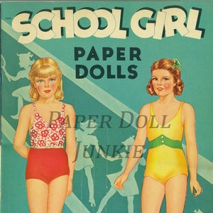 PDF PRINTABLE, Instant Download School Girl Paper Doll Set Vintage Paper Dolls Retro 300 DPI Printable School girl clip art Print at home