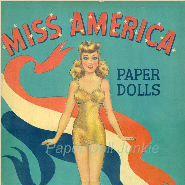 1941 Vintage Paper Dolls Printables - Miss America Paper Doll Set - 300 DPI JPEG and PDF Paper Dolls - Instant Download
