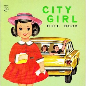 Vintage Paper Dolls City Girl PDF Téléchargement numérique instantané, petite fille rétro imprimable de 1963, Clip Art idéal pour bricoler et collectionner des cliparts