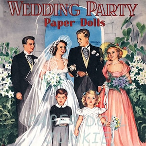 Bonecas de papel para festa de casamento Download instantâneo para impressão de clipes de casamento vintage Arquivos de imagem digital PDF e JPEG Álbum de recortes, artesanato, etc.