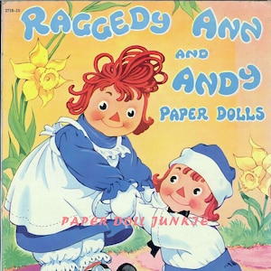 Raggedy Ann e Andy Bambole di carta, Bambole di carta vintage stampabili, Download istantaneo Bambole di carta digitali, Bambole di carta retrò, Clip Art