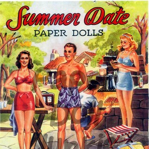 Muñecas de papel vintage Fecha de verano c. 1948 Descarga instantánea de muñecas de papel imprimibles