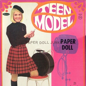 1968 papieren pop - tienermodel papieren pop - Retro papieren pop - Instant Download PDF afdrukbare papieren pop - tienerillustraties