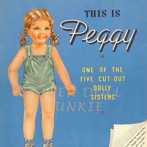 Rare poupée en papier vintage imprimable, il s'agit de Peggy des années 1930 Téléchargement instantané Jolie petite fille Clip Art Antique imprimable éphémère téléchargement numérique