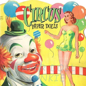 Vintage Circus Paper Dolls Saalfield 1952 Téléchargement instantané Imprimable numérique Paper Doll Circus Clip Art Clowns Costumes Ring Master et plus