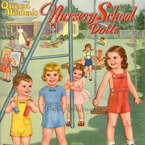 Vintage Paper Doll Printables Nursery School Dolls 1950s Paper Dolls