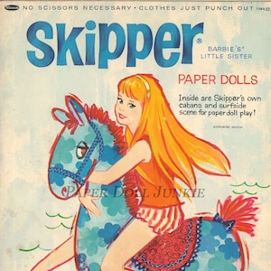 Skipper Vintage Paper Doll, Instant Download PDF Paper Doll, Barbie&#39;s Little Sister, Clip Art