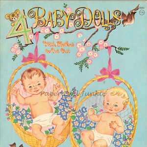 4 Baby Dolls, Vintage Paper Dolls, Printable Paper Dolls, Instant Download, PDF and JPEG Printable Clip Art