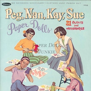 Bambole di carta vintage 1966 Peg Nan Kay Sue, Bambole di carta retrò, Download istantaneo di file JPG e PDF, Adorabile Clip Art