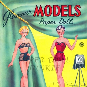 Vintage Paper Doll Clip Art modèles glamour belles femmes rétro PDF et JPEG imprimables Digital 1946 Scrapbooking, clipart de journalisation indésirable