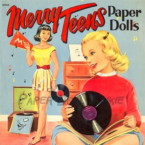 Muñecas de papel vintage, Merry Teens 1953 Teenage Girl Dolls Clip Art - Muñecas de papel retro de la escuela secundaria - Descarga instantánea PDF y JPEG