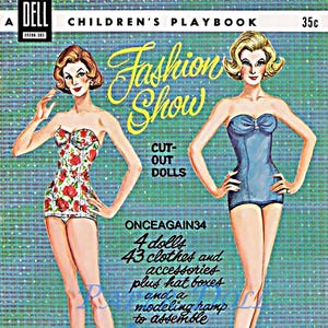 Vintage Paper Dolls 1962 défilé de mode femmes modèles Clip Art Scrapbooking, créations en papier, fabrication de cartes, journal indésirable Images Clipart PDF / JPEG