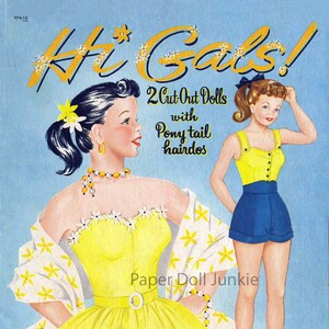 Vintage Paper Dolls PDF Imprimible Adolescente Chica Clip Art 1950s Descarga Digital JPEG Retro Paper Dolls Hola Gals Paper Dolls Imprimir en Casa