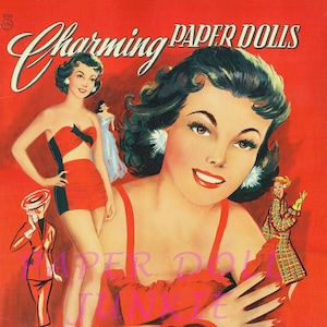 Bambole di carta affascinanti Donne glamour anni '50 Clip Art Download digitale File PDF e JPEG da 300 DPI Ephemera Scrapbooking Bambole di carta vintage