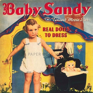 Vintage Paper Dolls - Instant Download - 1941 Baby Sandy Tiniest Movie Star - Clip Art - PDF Printable - JPEG Files