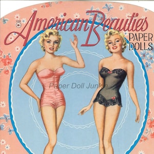 Bambole di carta bellezze americane, bambole di carta degli anni '50, PDF stampabile e JPEG Paper Doll Clip Art Download immediato Donne glamour retrò digitali