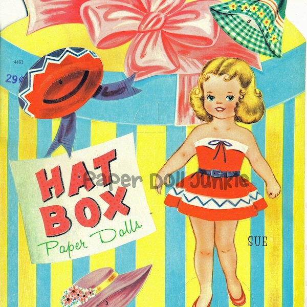 Vintage Paper Dolls Printable, Instant Download Hat Box Paper Dolls