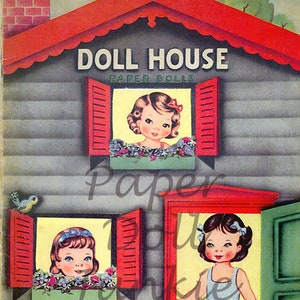 Vintage papieren poppen, poppenhuis papieren poppen, Instant Download, afdrukbare papieren poppen, jaren 1940 papieren poppen, kinderen illustraties