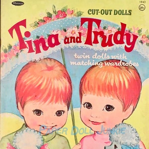 Vintage 1943 Paper Dolls - Tina et Trudy Paper Dolls - Téléchargement instantané - Imprimable - Petites filles Clip Art - Fichier PDF et JPEG rétro de jumeaux