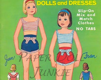 Muñecas de papel vintage de 1968: Muñecas y vestidos (descarga digital)