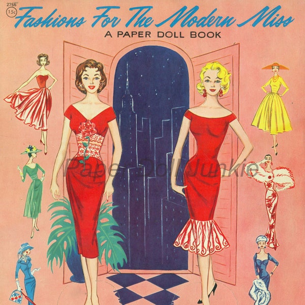 Vintage Paper Dolls, Instant Download Paper Dolls, Fashions for the Modern Miss, 1952 Printable Paper Dolls - 300 DPI